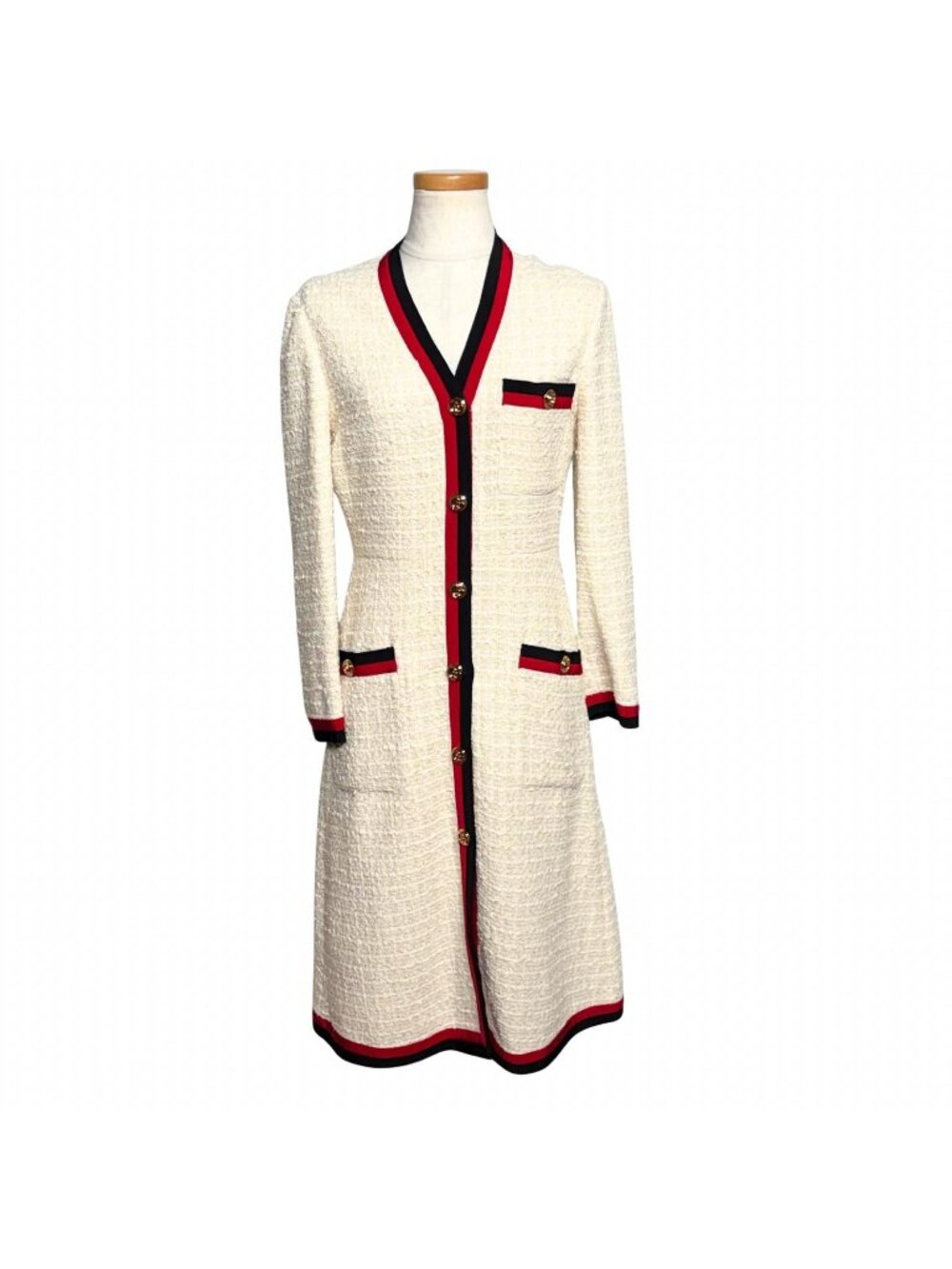 Gucci Tweed Dress Ivory Cotton Viscose 38